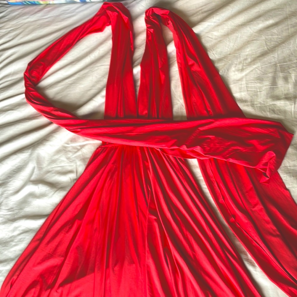 Convertible Coral colored dress. One size fits all